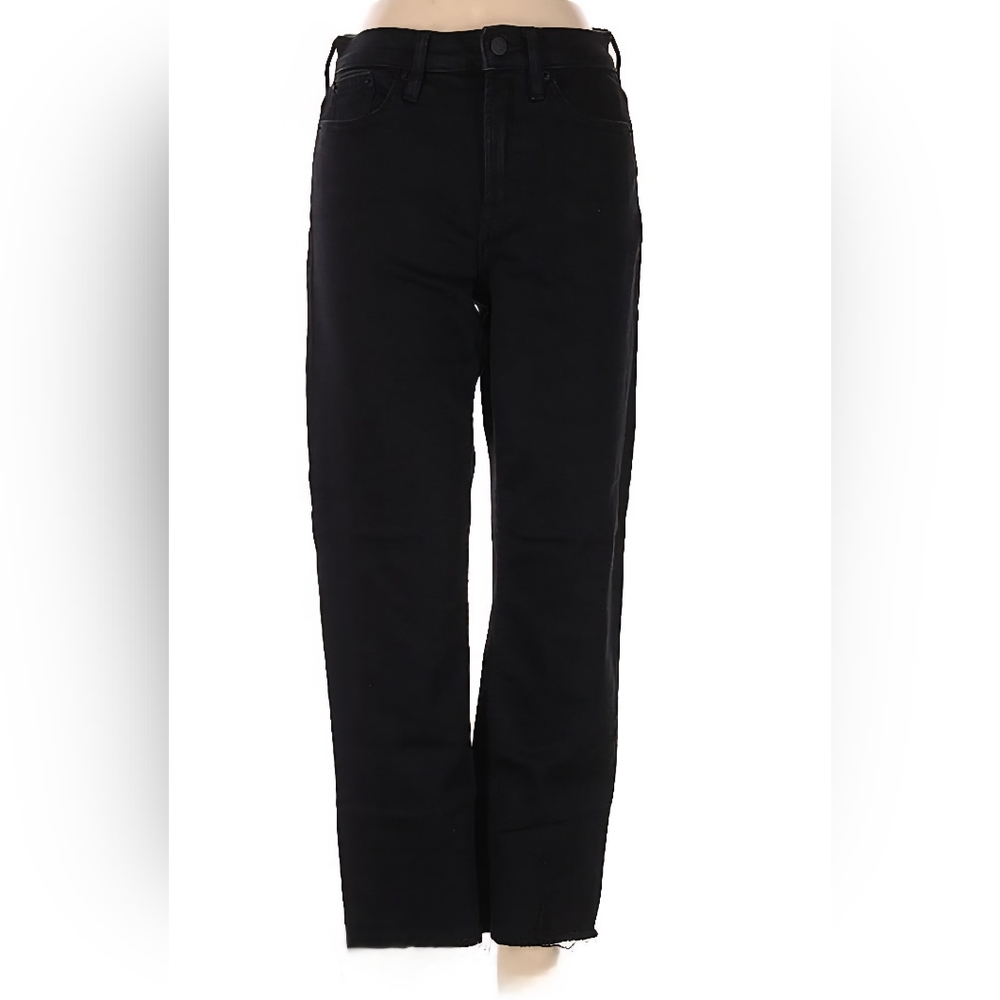 Calvin Klein CK Repreve Black High Rise Straight Raw Hem Jeans Waist 29 EUC